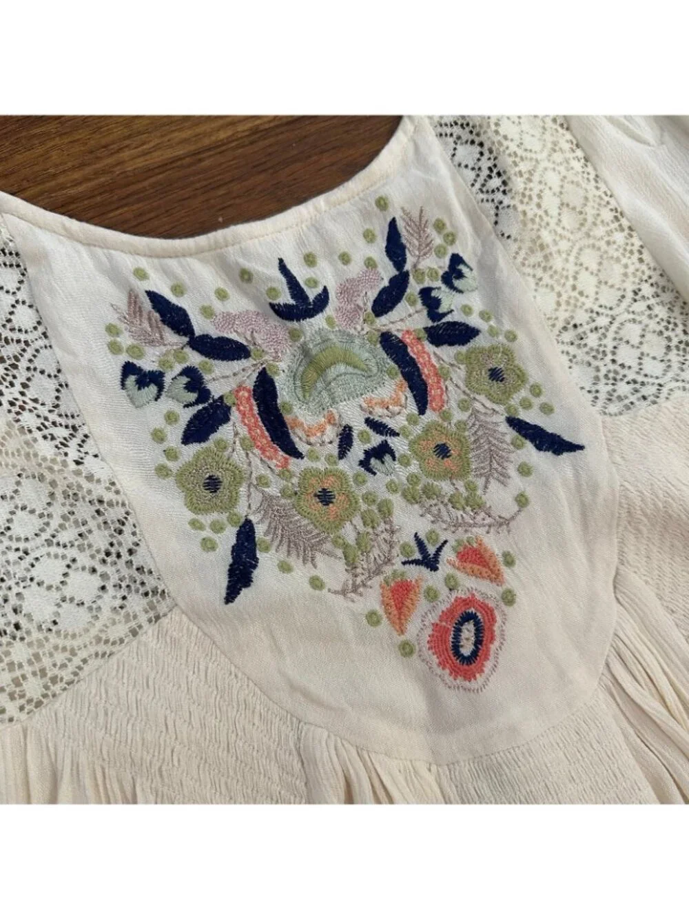 Free People Desert Bloom embroidered babydoll mini dress